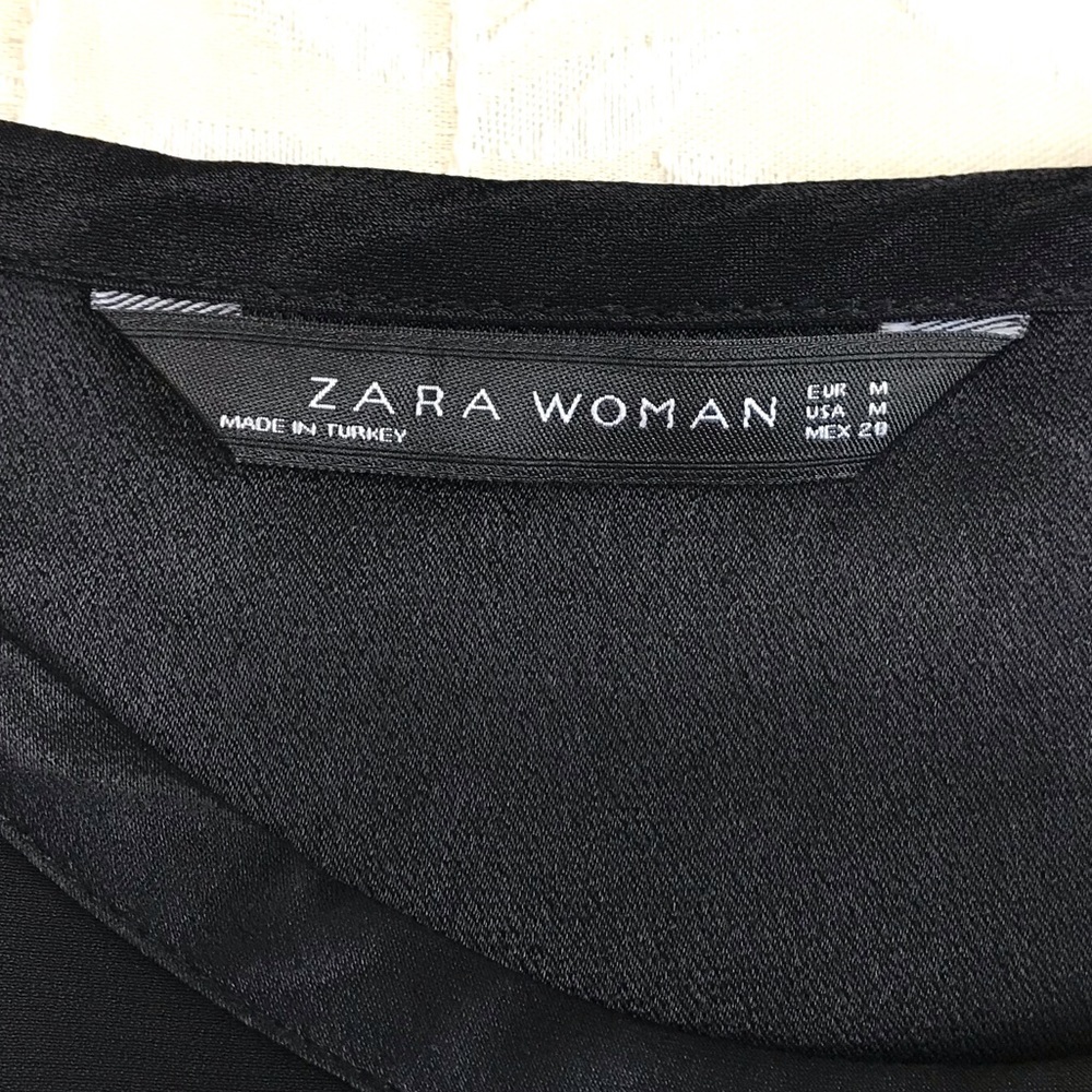 Zara Dress Womens Medium Black White Wringer Long Sleeve Above Knee Casual Party - Picture 3 of 6